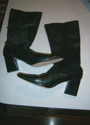 BOTAS NEGRAS PELLE MODA ESTILO HOLGADO CUERO NUEVAS DE MODA TACÓN BLOQUE MUJER Talla 8M Foto 1 de 4