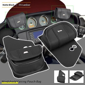 Matte Black Windshield Fairing Pouch Bag For Harley Touring Electra Street Glide - Picture 1 of 18
