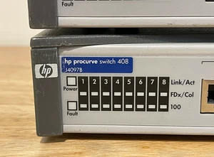Lot of 2 HP ProCurve Switch 408 8 Port 10/100 RJ45 Fast Ethernet Switch Network - Picture 1 of 5