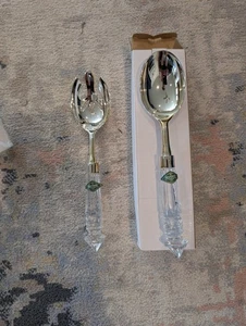 Shannon Crystal Salad Serving Spoon Fork Set Silver Plated Ireland - Picture 1 of 1