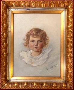 Ölgemälde Portrait eines Kindes, Kopie nach Anton Klamroth, 1916, gerahmt - Picture 1 of 5