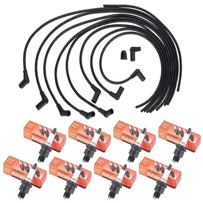 Autolite 216 Flathead Fits Ford Spark Plug Set w/Moroso OE64011 Wires - Image 1 of 4