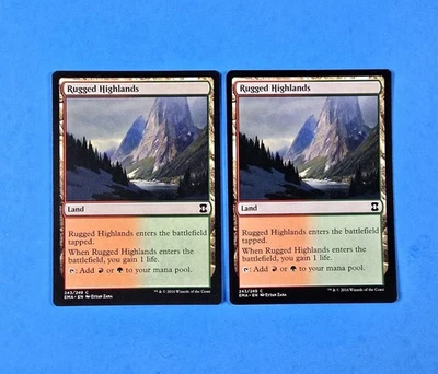 2x Rugged Highlands Eternal Masters 2016 Mtg Magic Card Dual Land Gate Mana 243 - Image 1 of 2