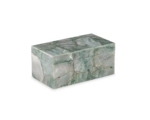 Maitland Smith Pequeña Caja Decorativa Aventurina Verde, Piedras Preciosas Pulidas, 9" de Ancho - Imagen 1 de 5