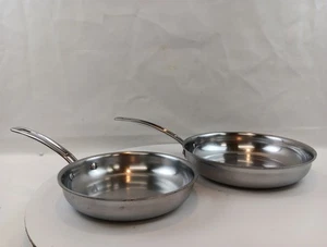 2 Cuisinart Stainless Skillets 8" 10" Stainless Steel Heavy Duty MCP22-20N/24N - Picture 1 of 16