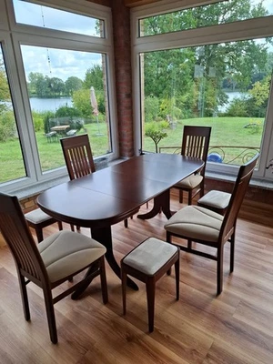 Ausziehtisch MAHAGONI |4Stühle |4Hocker - Bild 1 von 4