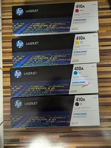HP Original 410A Toner 4er Multipack Set Schwarz, Cyan, Magenta, Gelb M477 M453 - Zdjęcie 1 z 5