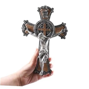 YionZian 10" großes Kruzifix Wandkreuz St. Benedikt Kruzifix Harz Wandbild - Bild 1 von 8