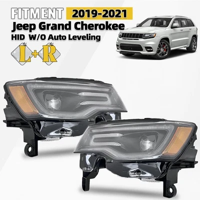 For 2019-2021 Jeep Grand Cherokee Xenon Headlights W/O Auto Leveling Left+Right Foto 1 de 4