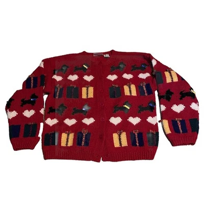 Cárdigan de Colección Scottie Perro Navidad Suéter 100% Lana Vista Previa Básicos Y2K Mujeres S Foto 1 de 4