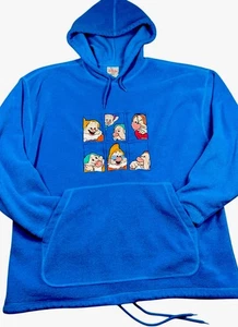 90s Retro Disney Cartoon L Fleece Hoodie VTG Snow White & The 7 Dwarfs Unisex - Picture 1 of 11