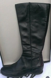 Steven by Steve Madden Arloe Black Leather Small Hidden Wedge Tall Boots 6.5 - Picture 1 of 8