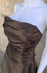 Iridescent Y2K Formal Dress Glam Bustier & Skirt Brown 2 Pc 26” waist Sz 4 90’s - Picture 1 of 22
