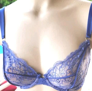 Victorias Secret Designer Collection bra Rare vintage 34C Unlined Blue Lace - Picture 1 of 3