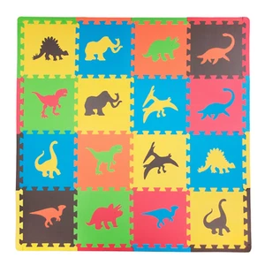 Dinosaur Foam Playmats for Kids |16 Interlocking Foam Mats with 16 Border Pieces - Picture 1 of 6