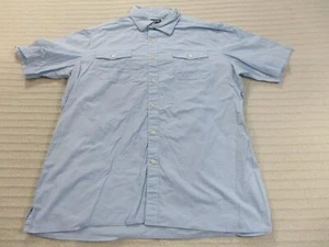 Claiborne Mens Shirt Large Blue Slim Fit Short Sleeve Button Up Pockets Cotton - Picture 1 of 11