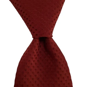 HUGO BOSS Men's 100% Silk Skinny Necktie ITALY Designer Geometric Burgundy GUC - Picture 1 of 3