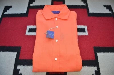 Camisa de Vestir Ralph Lauren Etiqueta Púrpura Hecha en Italia 100% Lino Foto 1 de 3