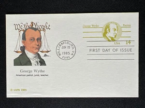 George Wythe First Day Issue Postcard Jun 20 1985 Williamsburg VA - Picture 1 of 2