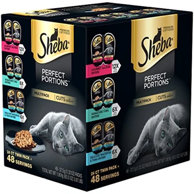 SHEBA PORCIONES PERFECTAS Cortes de comida húmeda para gatos en salsa de salmón gourmet, firma y 24 Foto 1 de 4