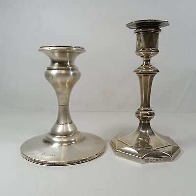 X2 Vintage Weighted Sterling Silver Candlesticks Unmatched Pair - 250 • 25£