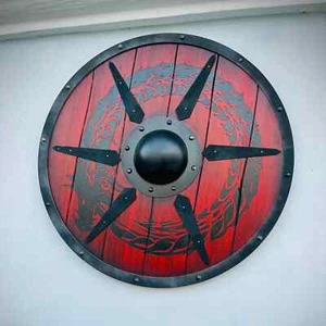 Medieval Wooden Dragon Authentic Battle-Worn Viking Shield 24" Handmade Gift - Picture 1 of 5