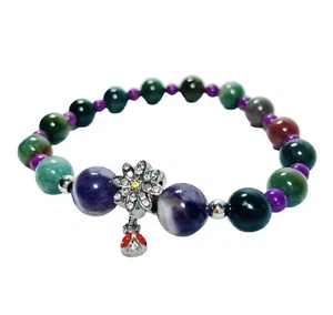 Adjustable Chakra Bracelet with Healing Stones and Charms Yoga Meditation Bangle - Picture 1 of 15