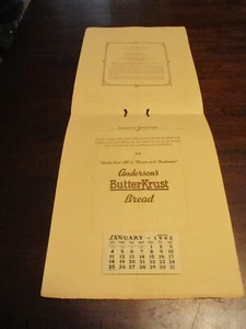 Season's Greetings Anderson's Butter Krust Bread advertising 1942 Calendar - Picture 1 of 8