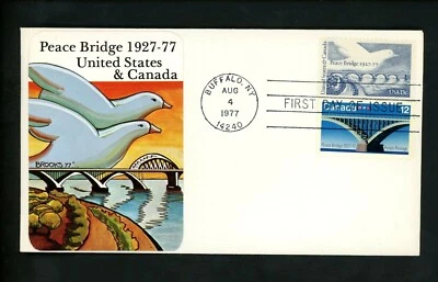 US FDC #1721 Sarzin 1977 Buffalo NY Peace Bridge Canada #737 - Image 1 of 2