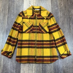 Vintage 1960s/70s Kingsley Women's Yellow Plaid Wool Abbot Zipper Jacket Size S - Picture 1 of 23
