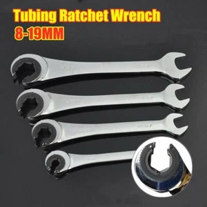 8-19mm Tubing Ratchet Wrench Flexible Head Open Spanners Hand Car Repair Tools  - Picture 1 of 25