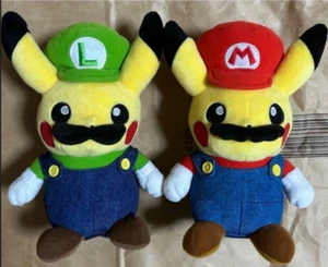 Super Mario Bros. Pikachu Plush Doll Stuffed Toy 2016 Nintendo Pokemon used jp - Picture 1 of 5