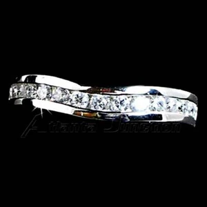 CURVED CHANNEL BRILLIANT CLEAR CZ WEDDING BAND RING SZ-4_925 STERLING SILVER-NF - Picture 1 of 9