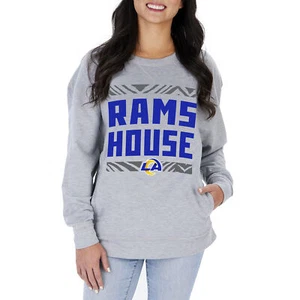 Sudadera Zubaz NFL Para Mujer Los Angeles Rams Gris Cuello Redondo - Imagen 1 de 6