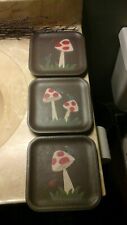 ( 3 ) Michelle L Kildow Signed Woodenware Mushroom Plates Hearthside Collection 