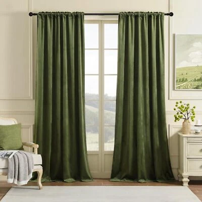 Pack of 2 Soft Luxury Vintage Velvet Curtains -Thermal Insulated Heavy Drapes - Image 1 of 4