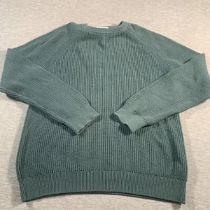 Old Navy Sweater Men Large Green Ribbed Knit Cotton Crewneck Pullover - Picture 1 of 10