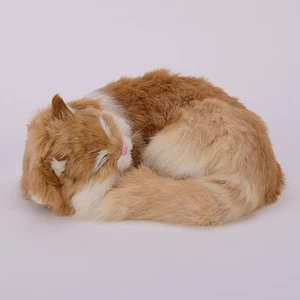 niedliche gelbe Simulation Katzenspielzeug Polyethylen & Pelze schlafende Katze Puppe 25x20x11cm - Bild 1 von 2