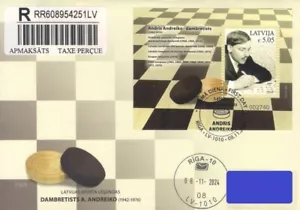 Latvia 2024 (17) Latvian sports legends - A. Andreiko - checkers, draughts (fdc) - Picture 1 of 1