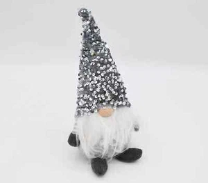 Wichtel mit Pailletten in Grau, Weihnachten, Dekoration, Figur, Dekofigur - Bild 1 von 3