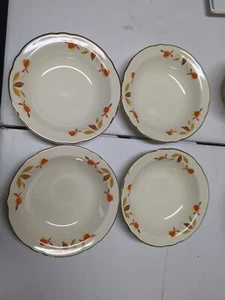 Vintage Hall Jewel Tea AUTUMN LEAF Superior Berry & Dessert Bowls 5.5" Set 4 - Picture 1 of 3