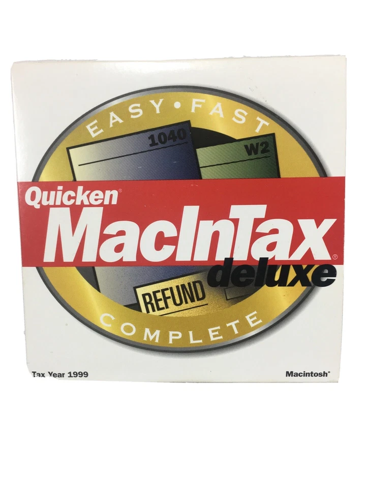 Used 1999 Quicken MacInTax Deluxe in orig sleeve. Complete Federal/State CD disc - Image 1 of 4