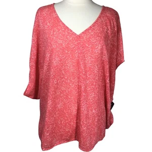 Camisa Top Ava & Viv Mujer Plus 2X 3X Manga Ala de Murciélago Rosa Coral Cl - Imagen 1 de 11