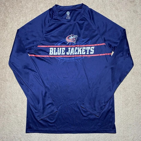 NHL Columbus Blue Jackets Men's Long Sleeve T-Shirt Blue Medium 100% Polyester Cover