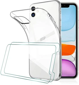 Pour Iphone 11/11 Pro/11 PRO MAX Coque Gel Arrière TRANSPARENT + 2 verre trempé - Photo 1 sur 5