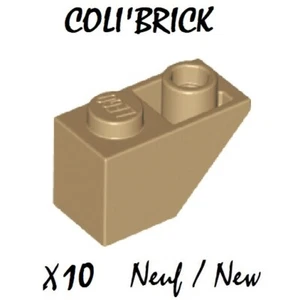 Lego 3665 - 10x Brique Toit / Slope, inverted 45 2x1 - Beige / Dark Tan -NEUF - Picture 1 of 1