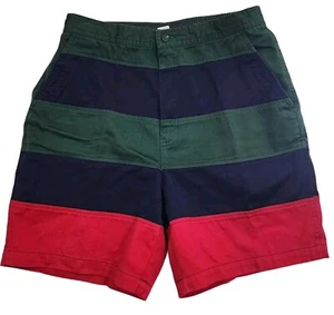 Vintage Lands End Herren mittelfarbig Colorblock Shorts klassisch Preppy Streifen USA - Bild 1 von 8