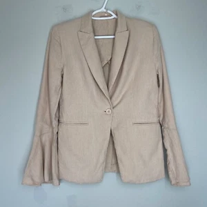 Free People Blazer Jacket Women's XS Blush Pink Linen Blend Bell Flared Sleeve - Picture 1 of 12