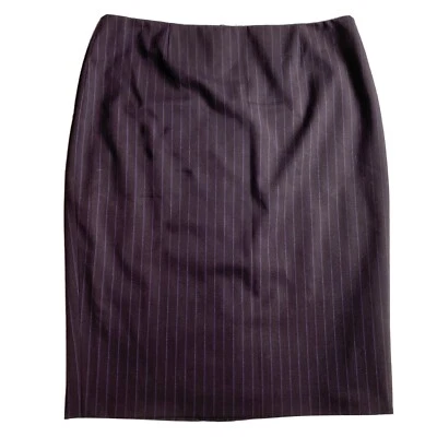 Falda Lápiz Escada Marrón A Rayas Lana Talla 40/EE. UU. 10 Rayas Púrpura Clásica Foto 1 de 4