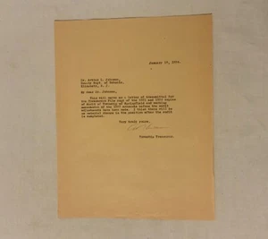 Vintage 1934 Treasurer Reply Dr. Arthur L. Johnson Supt. Schools Springfield NJ - Picture 1 of 2